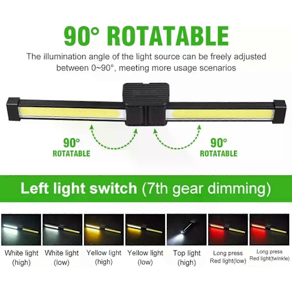 Gymnastiklampa för posering, 7:e växelläget dimning, bärbar magnetisk LED-ficklampa med krok LGL
