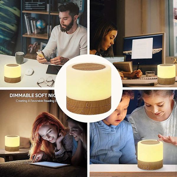 Nattlampa Mini Multicolor 360 Sänglampa Uppladdningsbar Nattlampa med Touch Justerbar Ljusstyrka Fjärrkontroll (LGL)