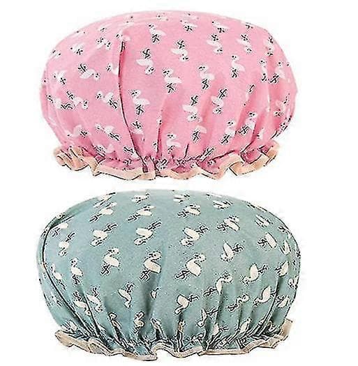 Duschmössor 2-pack Vattentät Dubbelmössa Elastisk, Flamingo (LGL)