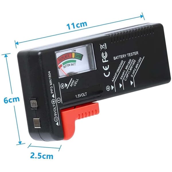 Universal batteritestare, digital batteritestare, för AA AAA CD 9V knappcellsbatterier 1,5V batterispänningskontroll (LGL)