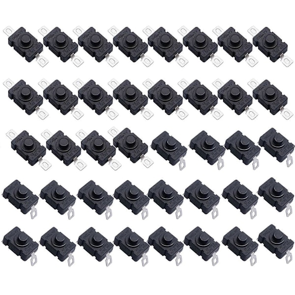 40st Självlåsande Tryckknappsbrytare, KAN-28 Ficklampsbrytare (20 st Platt Stift med Hål + 20 st Böjt Stift med Hål) (LGL)
