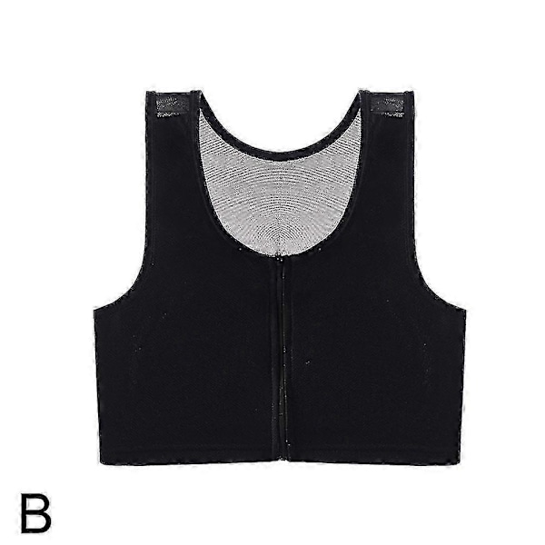 Bröstbinda med dragkedja, platt slimmande bröststöd Shapewear p20241126458 LGL Black L
