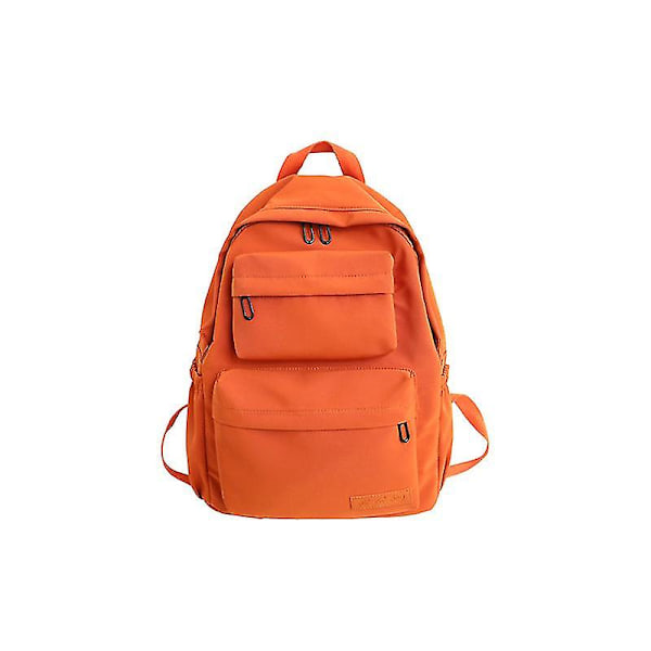 Ny Vanntett Nylon Dame Ryggsekk Ensfarget Casual Ryggsekk For Tenåringer Kvinner Stor Kapasitet Dame Skolesekk LGL Orange