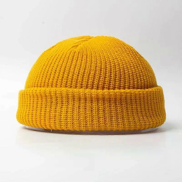 Unisex strikket lue for menn kvinner caps ull mote enkel varm skullies beanies solid høst vinter beanie lue trendy stil LGL Yellow