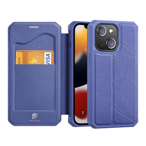 For iPhone 13 mini DUX DUCIS New Skin X Series PU + TPU Horisontal Flip Lærveske med Holder & Kortspor LGL Blue