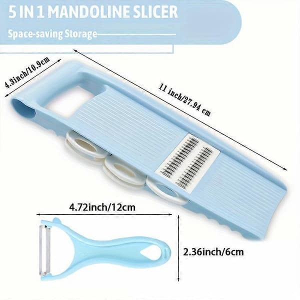 1 Sett, 5i1, Grønnsakskutter, Multifunksjonell Fruktskiver, Manuell Matrive, Grønnsaksrive, Kutter, Potetrive, Husholdningspotet C (LGL) Blue 5 Knife Vegetable Cutter