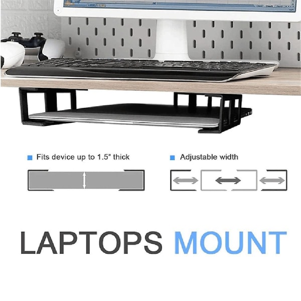 Under Bord Laptop Hållare Notebook Förvaringsfäste Stand Mount Desktop Organizer För Hemkontor Förvaringshållare Silver
