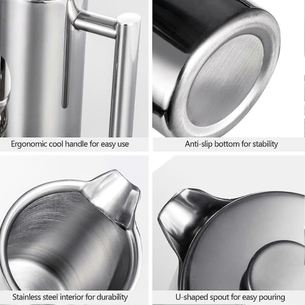 350ml/800ml/1000ml Stempelkande i Rustfrit Stål Dobbeltvægget Isoleret Kaffekande (LGL) 350ml