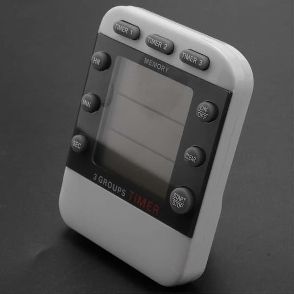 Digital Timer 100 Timmar Trippel Nedräkning/Uppräkning Klocka Timer Kök Matlagningstimer med LCD-Display Hög (LGL) Whitegrey