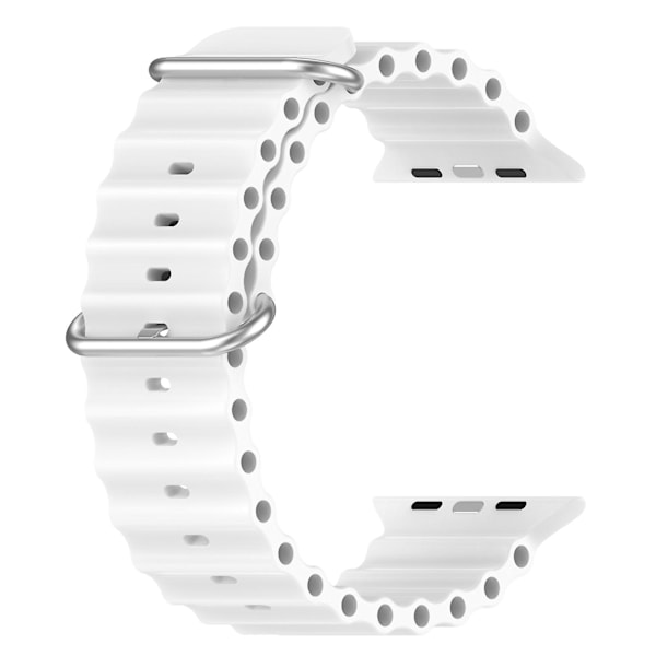 Ocean Silikon Armband för Apple Watch Ultra 49mm/Series 8&7 45mm/SE 2&6&SE&5&4 44mm LGL White