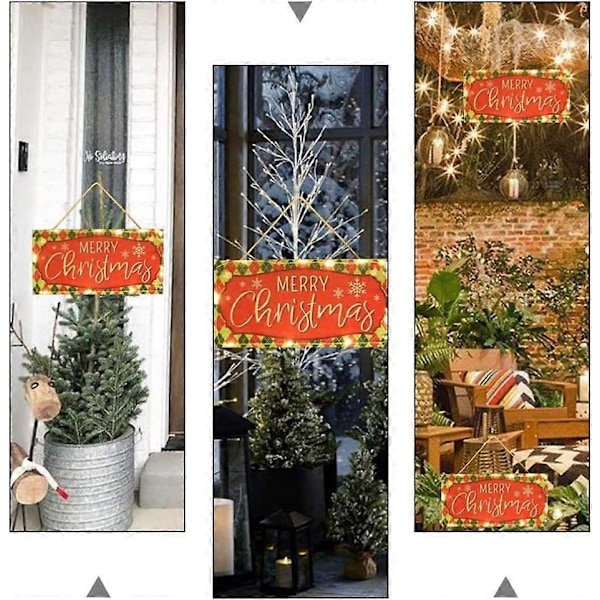 Heminredning God Jul Trä Vägg Hängande Skyltar Dekorativa LED-upplysta Väggskyltar Dörrplakett (LGL)