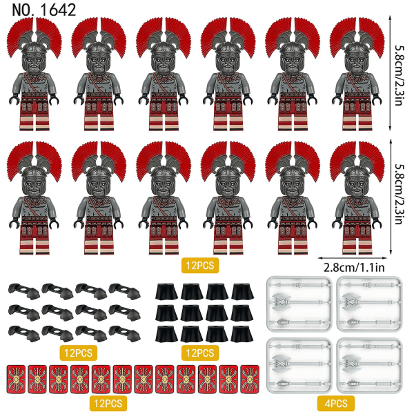 Middelaldersk romersk soldatregiment 12 byggekloss minifigurer og små partikkelmontering leker 12 pieces in a set