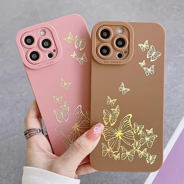 Kompatibel med iPhone 14 Pro Max-deksel, sommerfugl 6,7 tommer rosa (LGL)