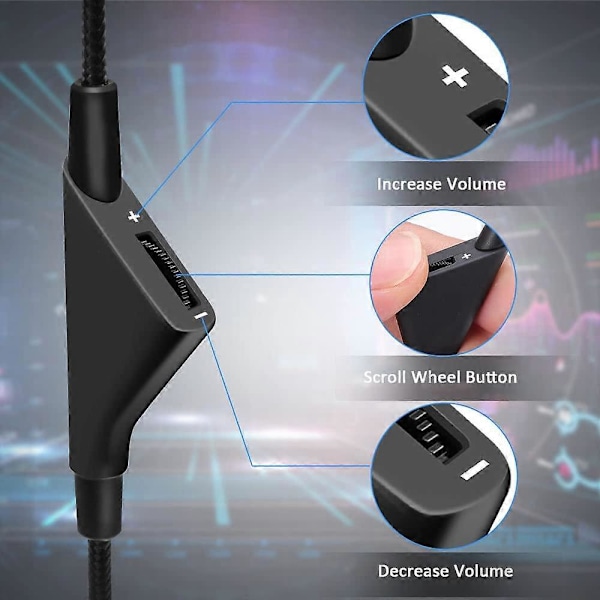 Erstatnings A10 Kabel Kompatibel med Astro A10 Headset, QJYTH A10 Inline Volume Lydkabel til Astro A10/A40/A40TR Gaming Headset, Passer til LGL