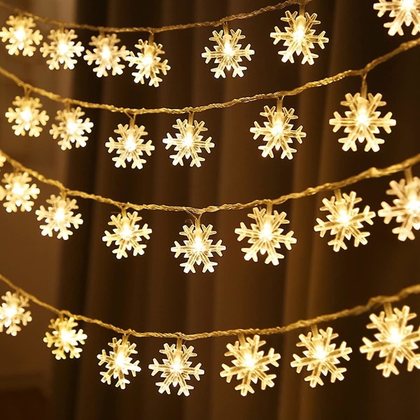 Julbelysning inomhus (varmvit), 6m 40 led snöflingalampor, julbelysning inomhus och utomhus