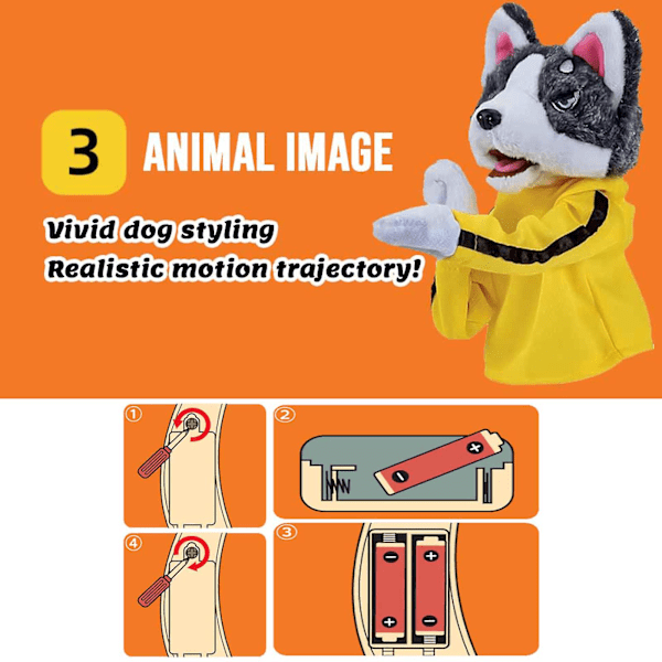 Kung Fu Husky Handskar Docka-Handdocka Ljud Boxningshund Handdocka Leksak [GGL]