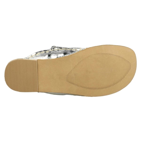 Dam Läderkollektion Platt Tåögla Flätade Sandaler F00077 LGL Silver UK 7