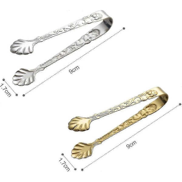 2 Pakke Sukkerklyper med Rosehåndtag, Vintage Rose Relief Isklips i Rustfrit Stål (LGL)