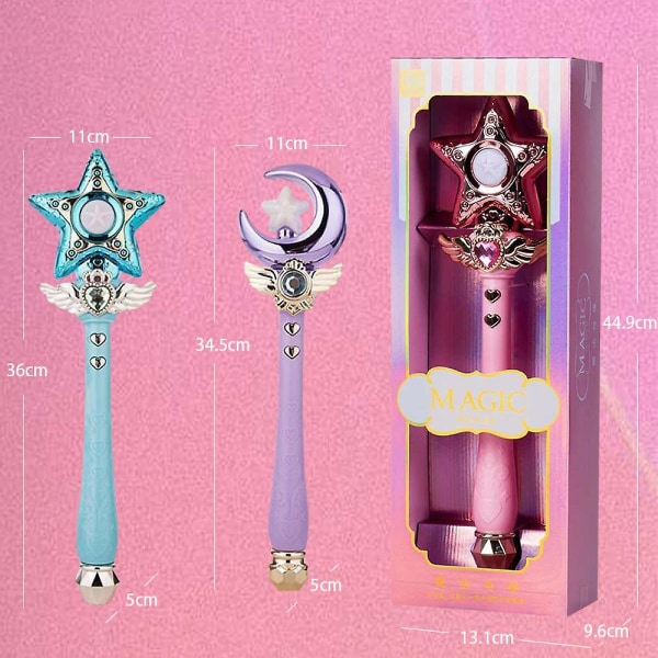 Magic Fairy Stick, Star Moon Shape Princess Stick Barn Fairy Sticks Med Lys & Musikk Sailor Moon Wand