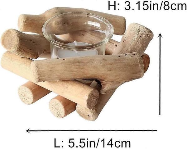 Rustik Träljusstake för Värmeljus 1-pack för Vardagsrum i Bondgårdsstil, Soffbord, Heminredning (LGL)