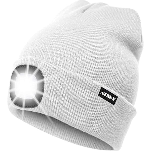 Lysende Hue Genopladelig Løbehue Ultra Lys 4 LED Vandtæt Pandelampe LGL White