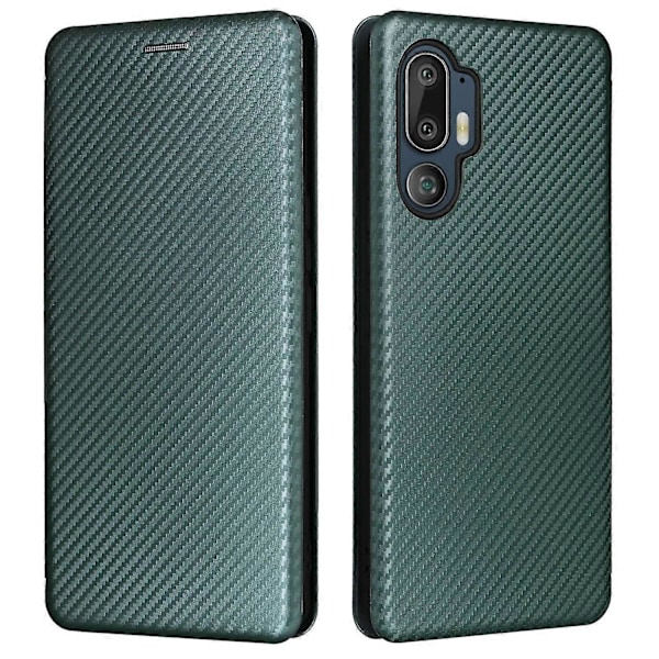 HTC U24 Pro 5G Kotelo Jalustalla Korttipaikalla Nahkainen Puhelinkuori Hiilikuitukuvio LGL Multicolor Style C
