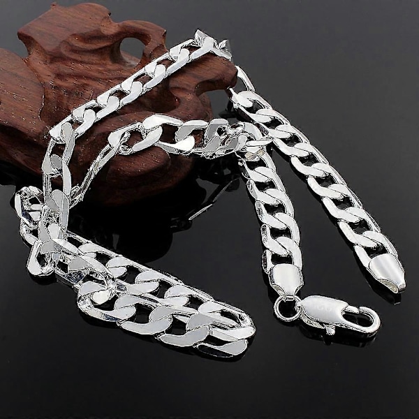 925 Sterling Sølv Halskjede For Menn 20/24 Tommer Klassisk 8mm Kjede Luksus Smykker Bryllup Julegaver LGL 60cm 24inches
