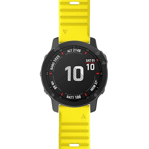 Til Garmin Fenix 6X 26mm Silikonerem LGL Yellow
