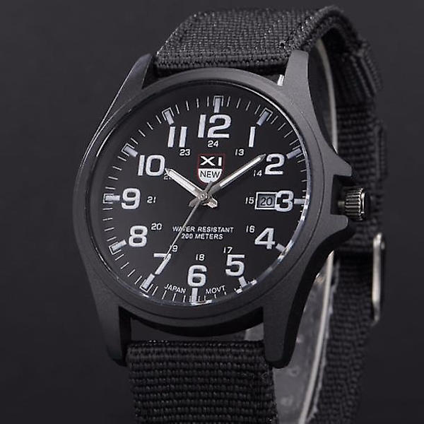 Herrar Datum Rostfritt Stål Militär Sport Analog Kvarts Armbandsur Black