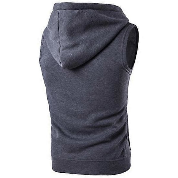 Herr Sommarväst Jacka Med Huva Dragsko Ärmlös Dragkedja Ficka Väst Kappa Enfärgad Fickor Dragkedja Midjecoat LGL black XL