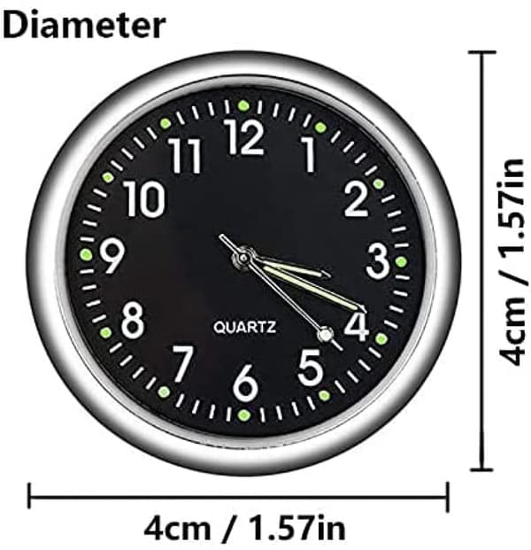 Bilur, Mini Quartz Analog Bil Dashboard Tid Luftventil Montering Ur til Bildekoration, Universal og Selvlysende (Sort) (LGL)