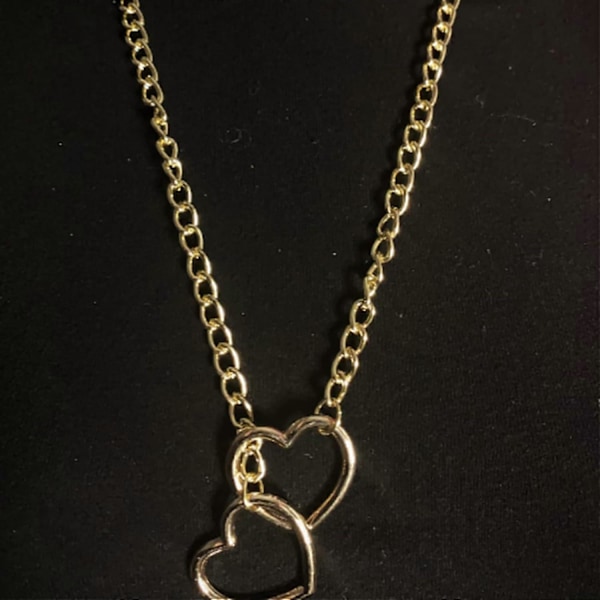 Hjerte O-ring Slip Chain Halskjede for Kvinner Rustfritt Stål Kubansk Kjede Hjerte Halskjede Punk Rock Krage Halskjede Håndlaget Justerbar Lariat Y LGL Gold