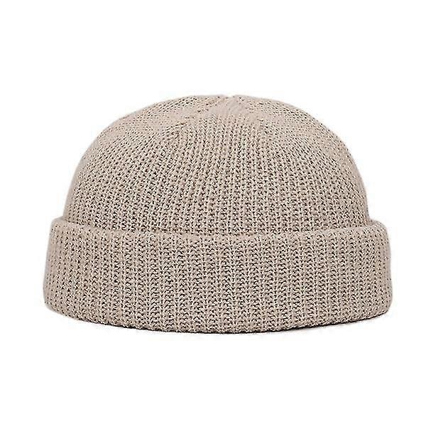 Herre Strikket Hue Beanie Skullcap Sømandshue Kantløs Retro Navy Stil Beanie Hue LGL Khaki