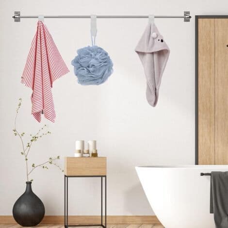 Ahlsen – Håndklæderadiator Kroge – Sæt med 8 – Holdbar Hvid Plast – Værktøjsfri Installation – Moderne Badeværelsesdesign (LGL)