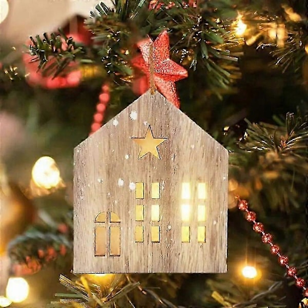 Jul Trähus Dekor Jul LED Ljus Trähus Dekor Julfest Tillbehör Inomhus Heminredning Dekorativt Hus LGL B CHINA