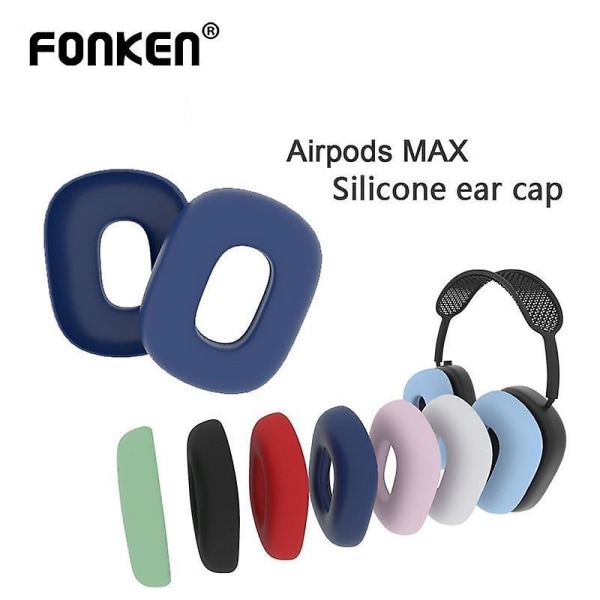 Fonken For AirPods Max Erstatning Silikon Øreputer Putetrekk Hodetelefon Øreputer Øreklokke Beskyttelsesveske Sleeve Headset tilbehør white