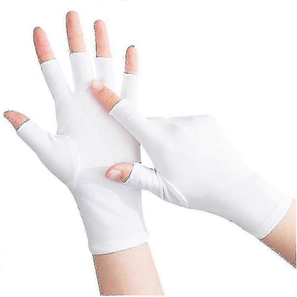 UV-beskyttelse Fingerløse Hansker Lett Elastisk Solbeskyttende Fingerløse Hansker For Utendørs Sport f74 LGL White