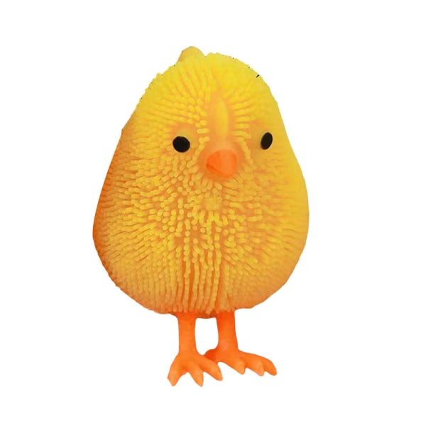 Yellow Chick Squeeze Toy LED Light Up Lysende Moro Myk Stress Relief TPR Dyr Gul Duck Puffer Squishes Leketøy Kids Supplies Chick