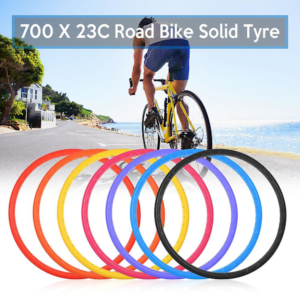 Sykkel Solid Dekk 700x23c Landeveissykkel Sykkel Sykling Riding Tubeless Dekk Hjul [GGL] Red