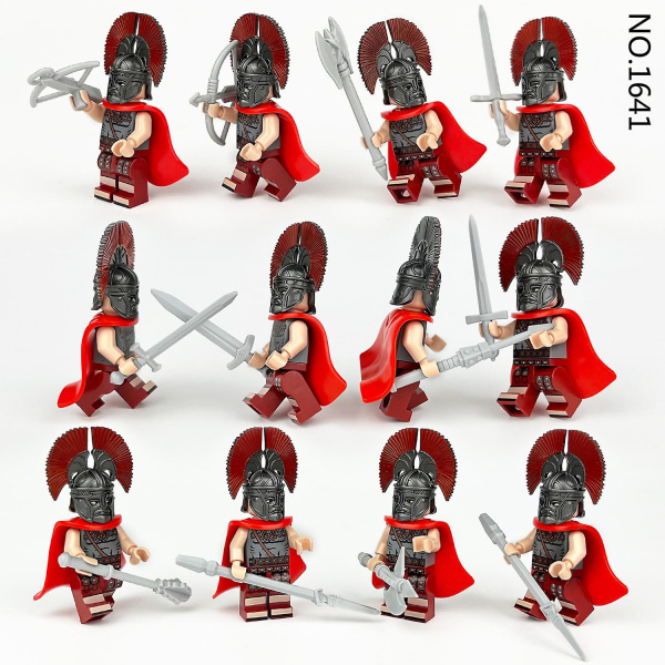 Medeltida romersk soldatregiment 12 byggkloss minifigurer och små partiklar montering leksaker 12 pieces in a set