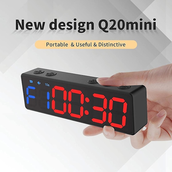 Harjoituskello akulla, kannettava mini-kuntosalikello sisäänrakennetulla magneetilla, ohjelmoitava Countdown LGL Black