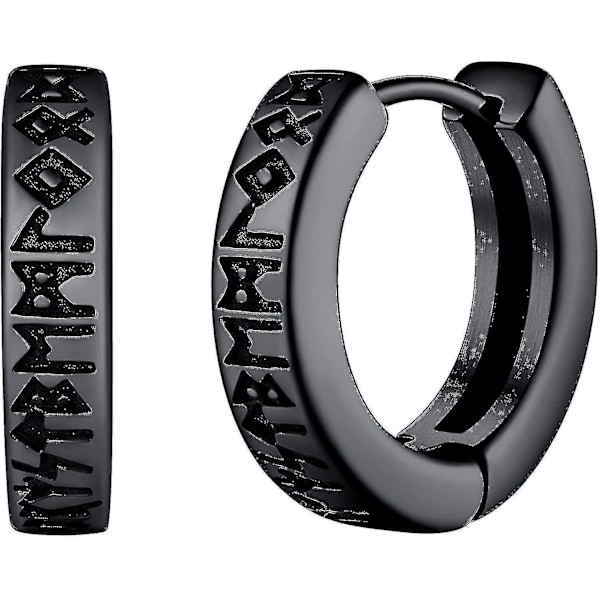 Norse Viking Runes Hoop Ørepynt for Menn Kvinner 12mm Huggie Hoops Aaa G [GGL]