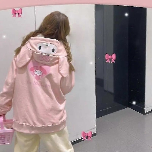 Jeg Sød Sanrio Kuromi Cinnamoroll Hættetrøje Lynlås Løs Jakke Ins Pige Til Kæreste # LGL Cinnamoroll XL