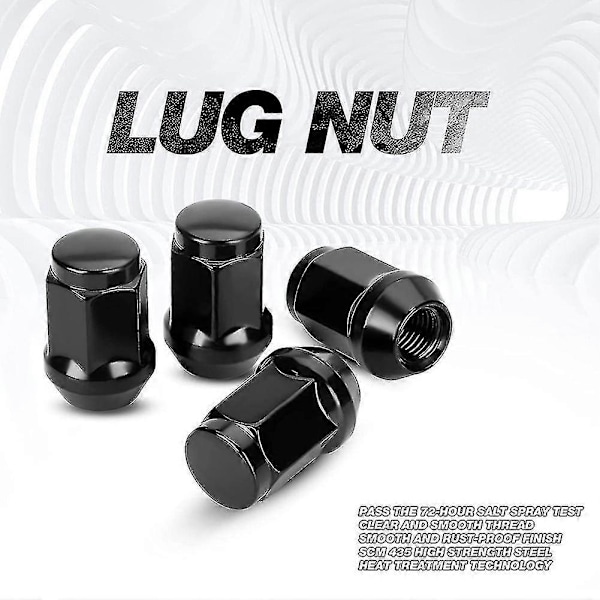 24 st 12x1,5 Hjulmutter Stängd Ände Bulge Acorn Cone Lugnuts, För 2007-2022 Cruiser, 2001-2007 Sequoia Svart - F (LGL)