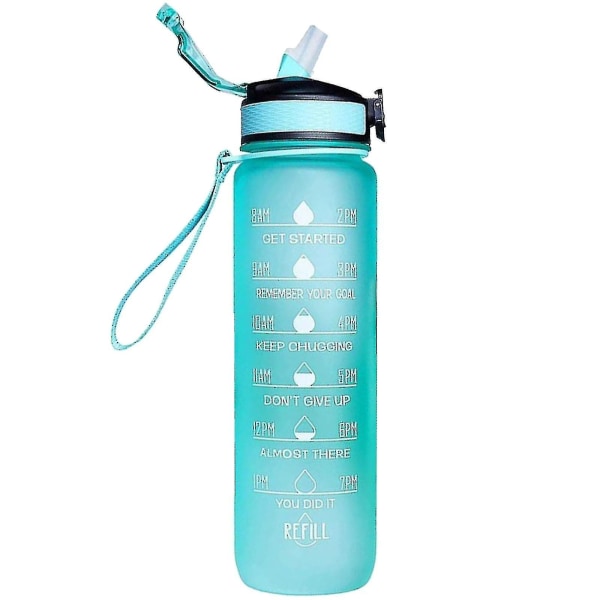 1000 ml gratis motivationsvattenflaska med tidsmarkör, fitnesskannor, gradientfärgade koppar, utomhusfrostad vattenflaska [LGL]