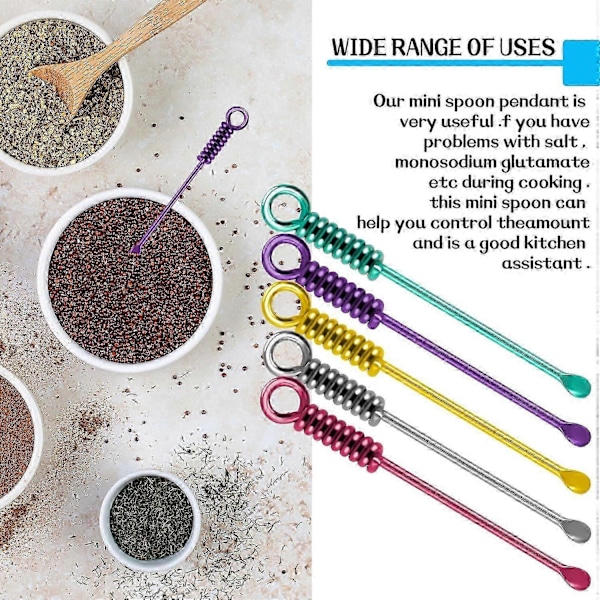 10 Styk Ske, Legering Mini Ske Lille Skovl Ske Bærbare Vedhæng Halskæde Mini Skovl Ske til Krydderier Salt Sand (LGL)