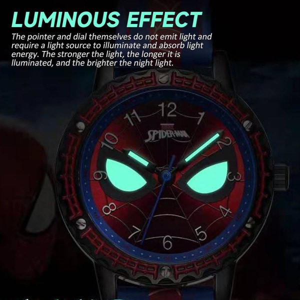 Spiderman lysande armbandsklocka för barn, analoga klockor, presenter [LGL] Blue Red