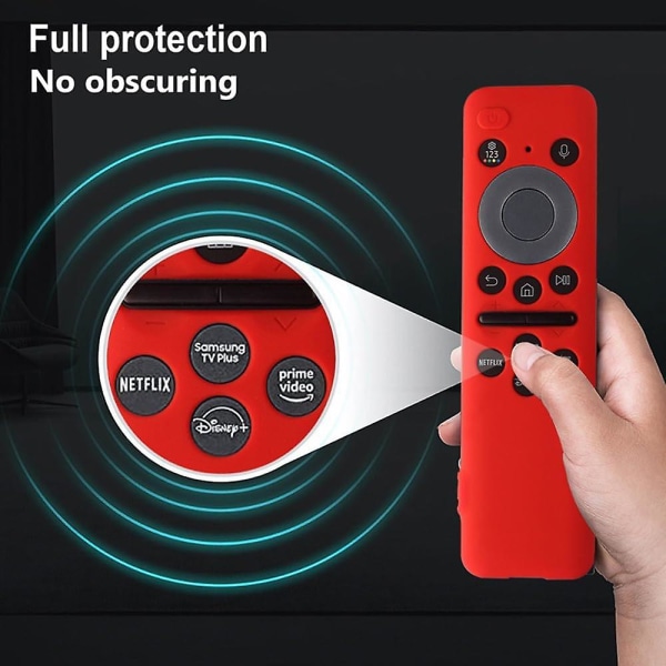 (Punainen + musta) Case Samsungin kaukosäätimelle 2023: Yhteensopiva TM2360E / TM2361E BN59-01432A / 01432J Smart TV aurinkokennokaukosäätimen Shockproo kanssa