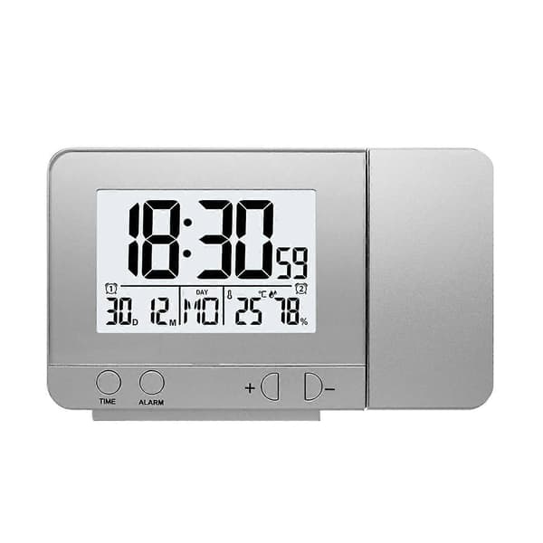 Projektionsväckarklocka för sovrum med termometer hygrometer digital projektionstakklocka dimbar 25-26 (LGL)