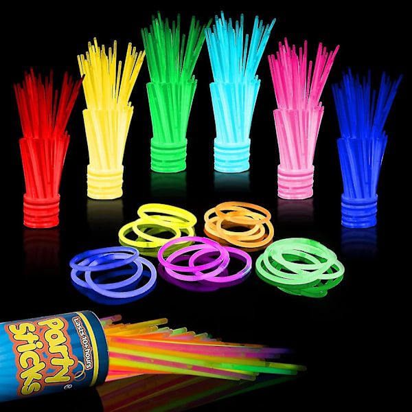 Festtilbehør 50pk - 8 tommer Glow In The Dark Lysende Pinde Festgaver, Glow Party Dekorationer, Neon Party Glow Halskæder Og Glow Armbånd